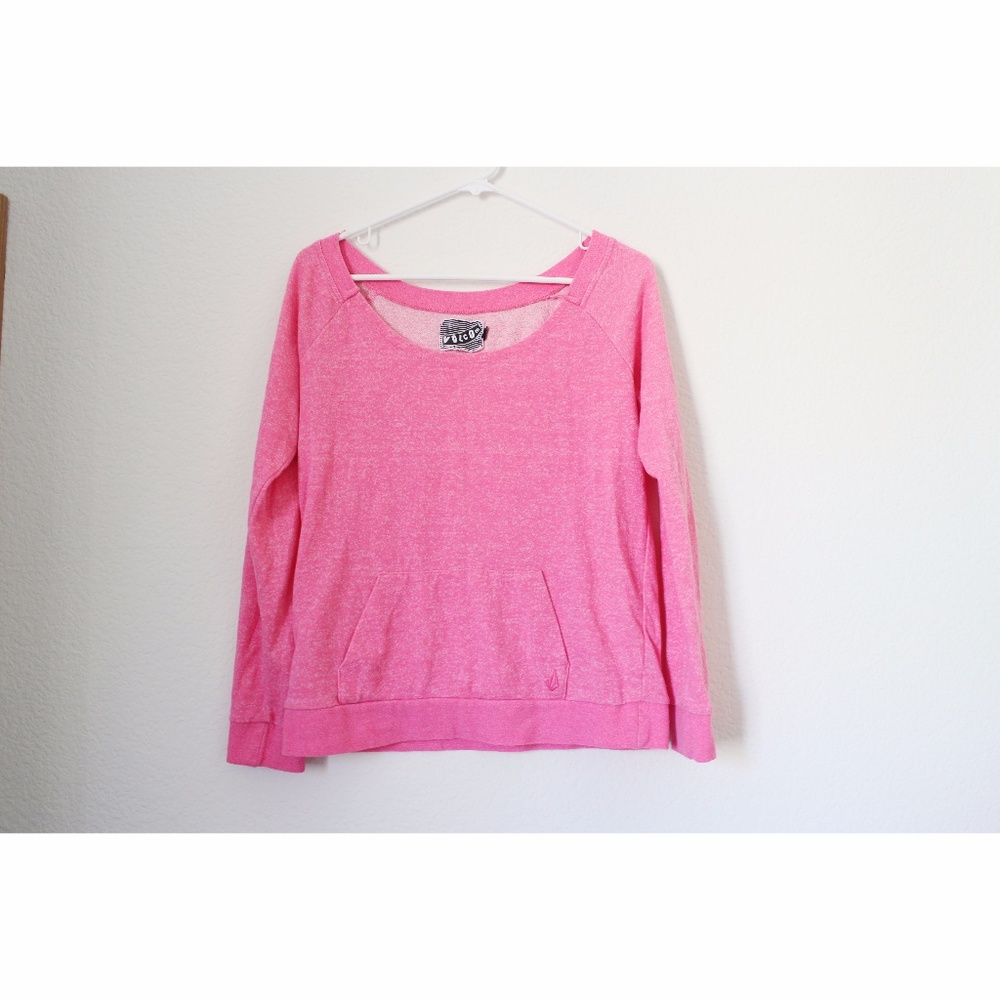 Volcom Pink Sweatshirt with Pocket Size M